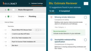 A concept showing how the Blu Building Assistant reviews estimates for errors